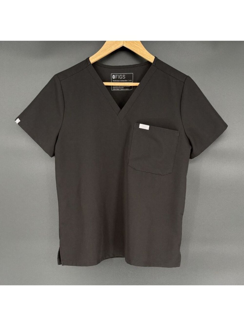 FIGS Catarina One-Pocket Scrub Top Women’s S Petite Black Healthcare Nurse